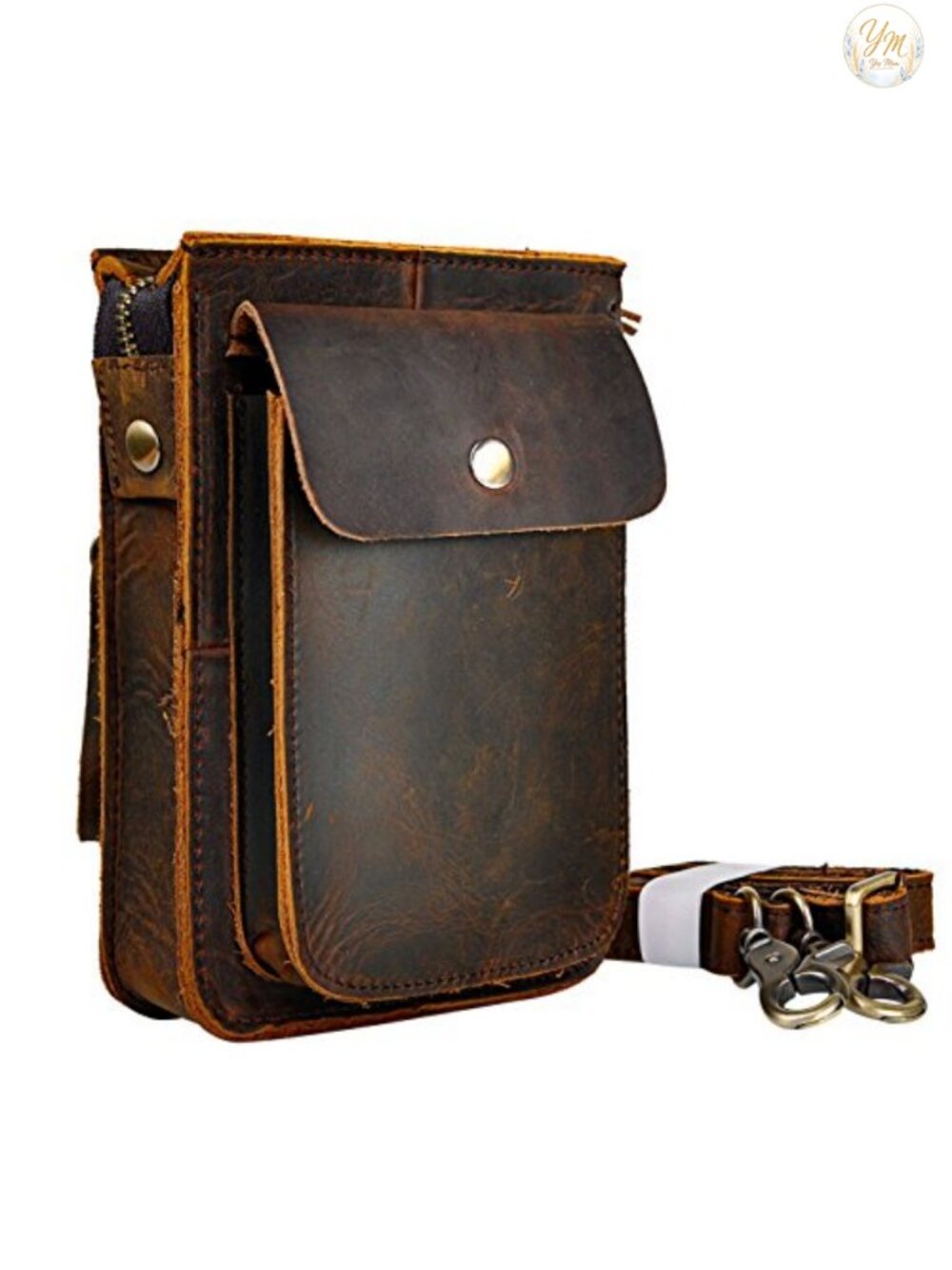 Genuine Leather Messenger Shoulder Bag Waist Pack Crossbody Satchel